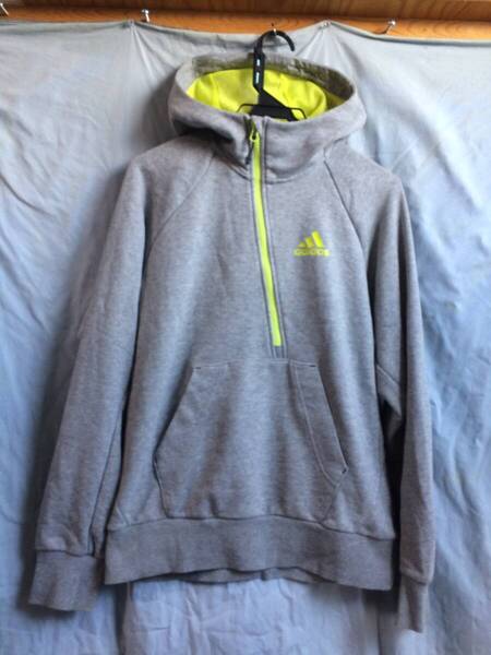 アディダス ハーフジップパーカー メンズM フード裏メッシュ adidas (管0084)