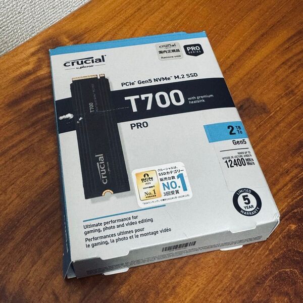 【NVMe】Crucial / T700 2TB PCIe Gen5 M.2 SSD with heatsink【未使用】