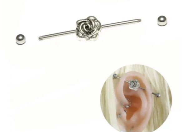 14G (1.6mm) シャフト38mm×ボール4mm。ピアス ロングストレートバーベル -3 サージカルステンレス316L。新品