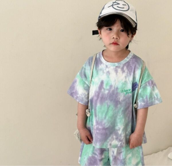新品未使用 キッズ セットアップ タイダイ 子供服 韓国 半袖 Tシャツ カットソー 80 100 110あり