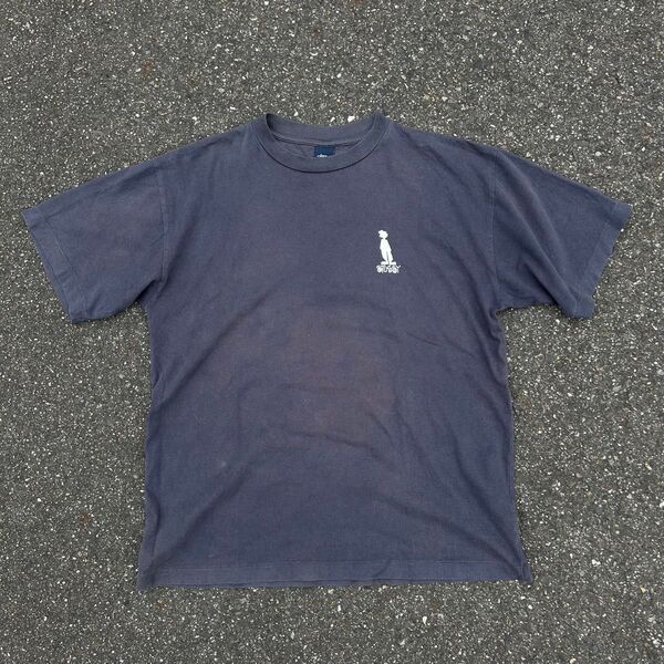 stussy シャドーマン Tシャツ 90s シングルステッチ 紺 Lサイズ