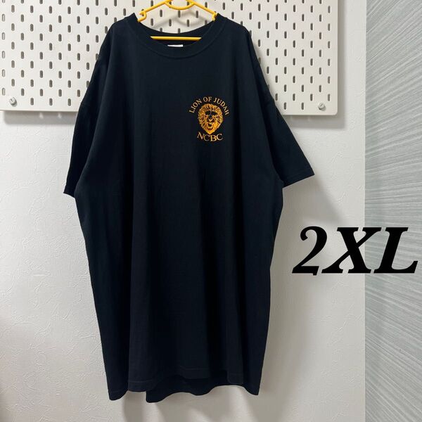 古着半袖FRUIT OF THE LOOM 黒ブラックTシャツ2XLビッグサイズBIG アメカジXXL大きめ フルーツオブザルーム