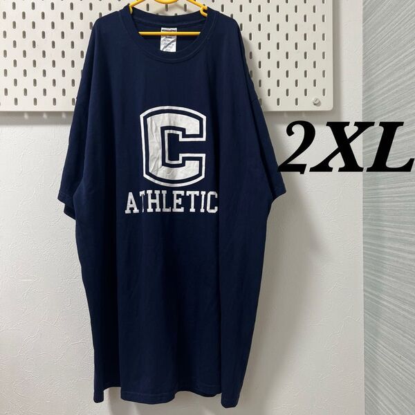 古着半袖Tシャツ2XL紺ネイビーJERZEESオーバーサイズBIGさジャージーズ プリント 古着 アメカジ