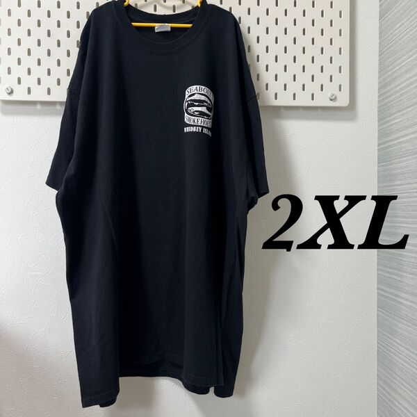 古着半袖Tシャツ2XL 黒ブラック オーバーサイズBIG size アメカジ ポートカンパニー PORT&COMPANY 夏服