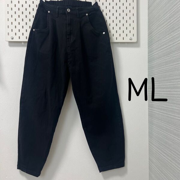アンティカ antiqua ML ブラック黒 デニムパンツ ボトムス ストレッチ 古着 ゆったり