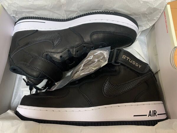 新品未使用★26.5cm★Stussy Nike Air Force 1 Mid Black/Black★ステューシー ナイキ