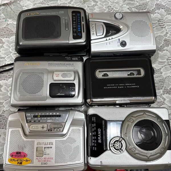 &ジャンク品 SONY TCM-400/aiwaTP-540 HS-RS350 HS-JS380 6点 カセットレコーダー ラジオ