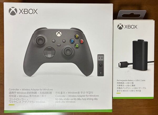 Xbox ワイヤレスコントローラー+ワイヤレスアダプタ 1VA-00005 充電式バッテリー SXW-00004