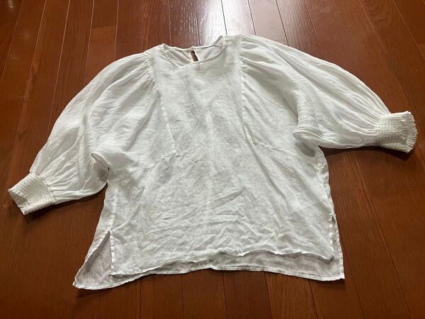シップスエニィ ボリュームスリーブ ブラウス リネン シアー 美品 自宅洗濯可 リネン 麻 SHIPS any