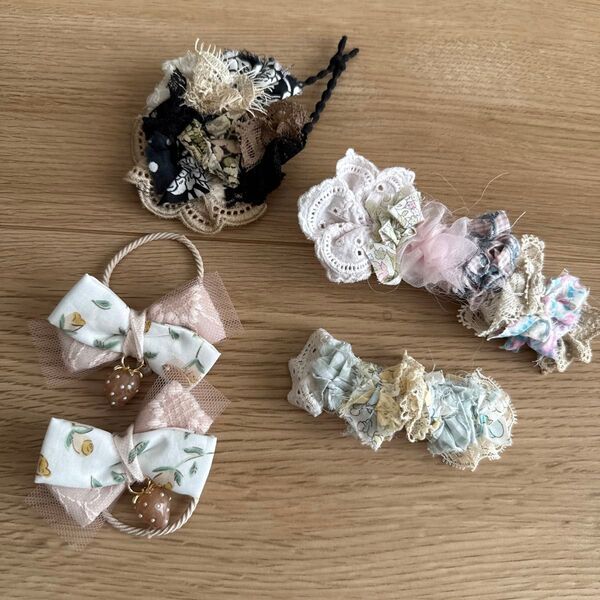 ハンドメイド ハンドメイドヘアアクセサリー クリップ ヘアゴム ツイン 髪ゴム ヘアピン