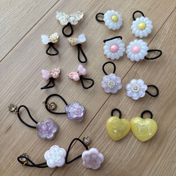 ハンドメイド ハンドメイドヘアアクセサリー ヘアゴム ツイン ヘアアクセサリー リバティ レジン