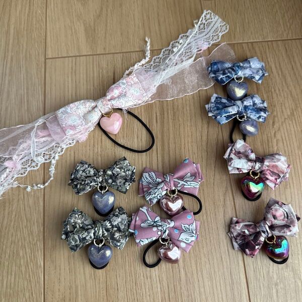 ハンドメイド ハンドメイドヘアアクセサリー ヘアアクセサリー ヘアゴム リボン ヘアアクセサリー キッズ 髪ゴム