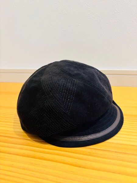 黒スエード素材 ハット つば付き帽子