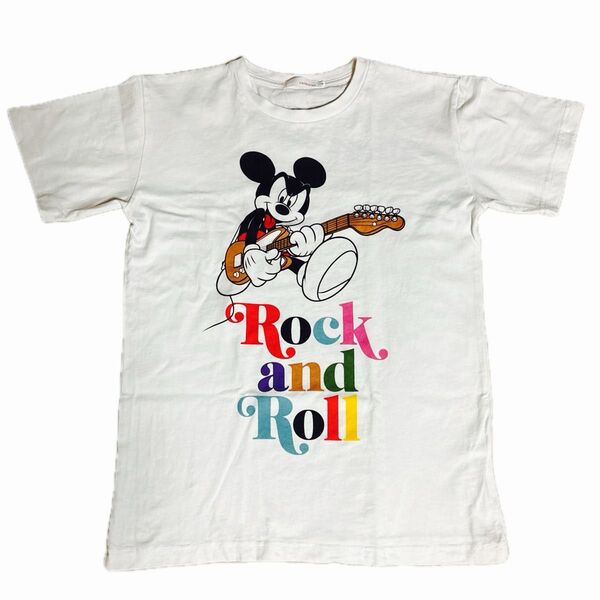 ミッキー Tシャツ ロッキンジャパン フェスT 白 M ディズニー Disney ロックTシャツ コラボ