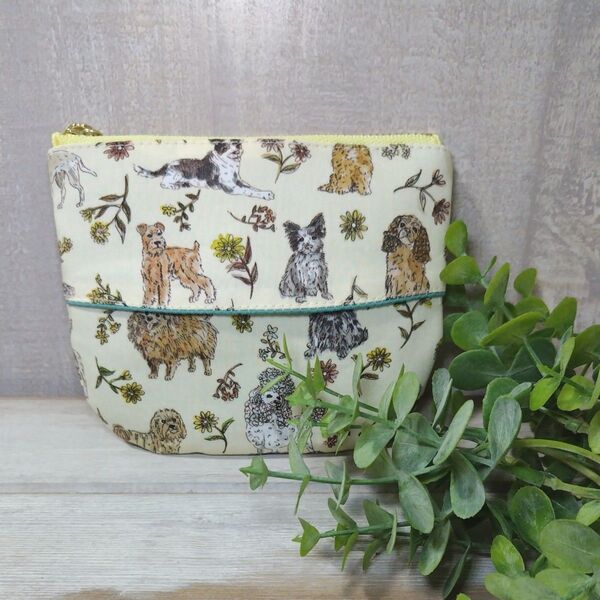 リバティ ポケットティッシュケースポーチ ハンドメイド わんこ柄 pochette* handmade