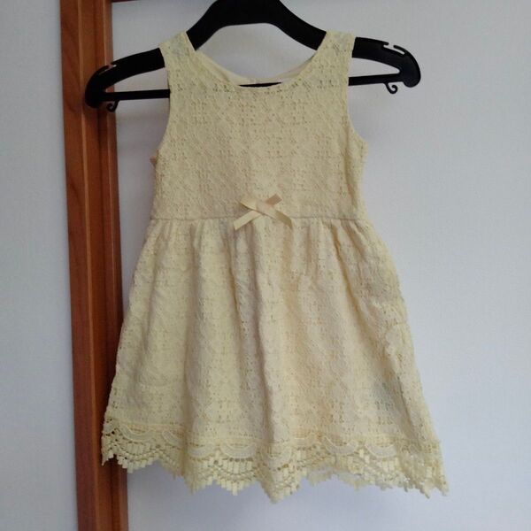 H&M レース ノースリーブワンピース 100 黄色
