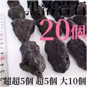 黒溶岩石 20個 【超超5超5大10】☆アクアリウム、テラリウム、苔リウムに最適