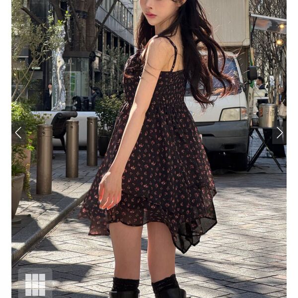 イレヘムキャミソール花柄ミニワンピース/ダグ付きM