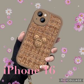 パール付き ブラウン 可愛い おしゃれ iPhone 16
