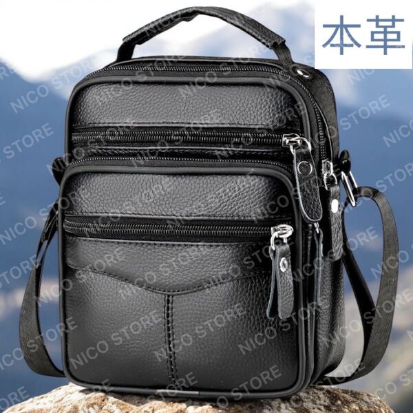 ショルダーバッグ 本革 牛革 2wayバッグ 斜め掛けバッグ 肩掛け ハンドバック 軽量 高品質 新品 黒色 送料無料 最短発送
