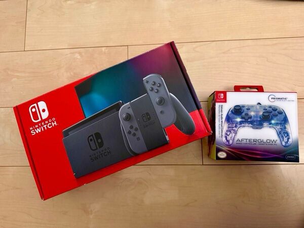 【完動品】Nintendo Switch 本体 グレー+Afterglow(アフターグロウ)有線コントローラー+キャリングケース