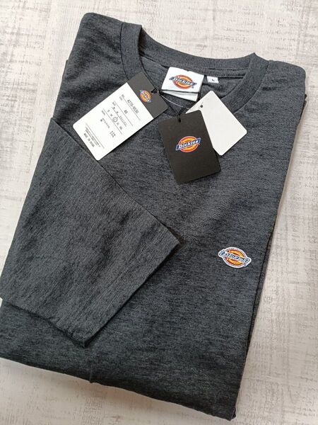 タイムセール☆新品☆Dickies ☆メンズ七分袖Tシャツ(杢グレー)
