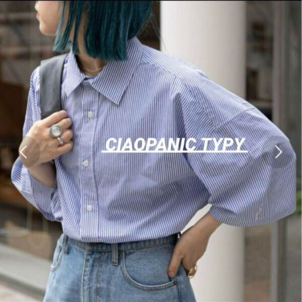 CIAOPANIC TYPY ユニセックス ブロードビッグ半袖シャツ ネイビー Mサイズ