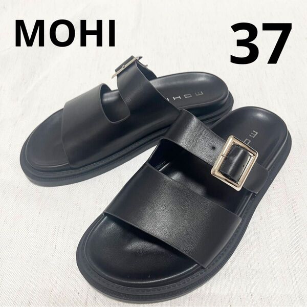【美品】MOHI モヒ ベルトフラットサンダル ブラック 37