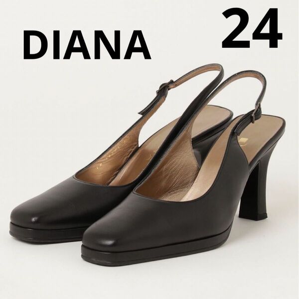 DIANA ダイアナ スクエアトゥ バックストラップ パンプス ミュール 黒
