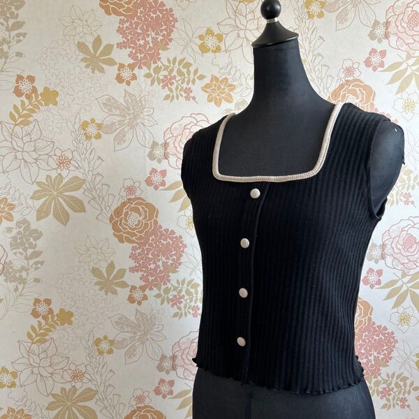 twocolon ノースリーブ カットソー M ショート丈 ストレッチ メロー