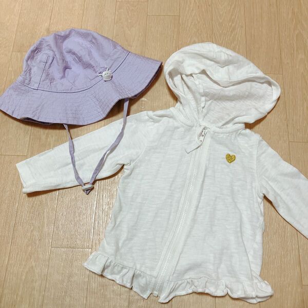 春夏 薄手パーカー 80 紐付き帽子 子供 キッズ ベビー 女の子