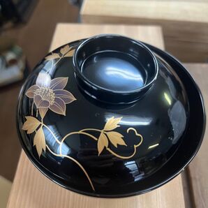 蓋付き椀 黒 金彩 和食器