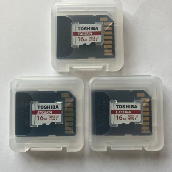 中古品 東芝高耐久 microSDHCカード 16GB Class10 UHS-ⅠEXCERIA EMU-A016G 3個