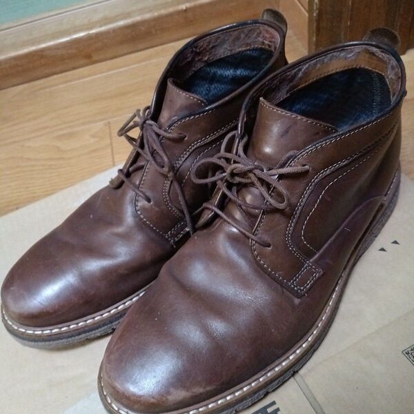 clarks クラークス 革靴 メンズ ブラウンレザー レースアップブーツ 茶