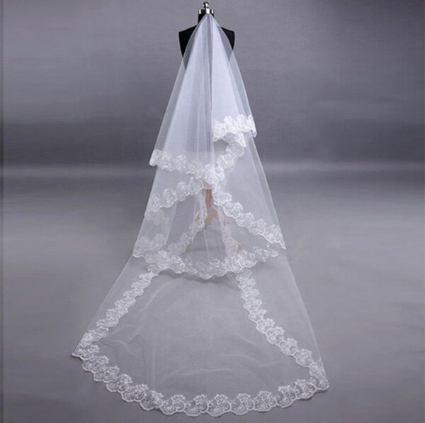 ウェディング ベール ロング マリア 白 コスプレ 結婚式 3m ホワイト
