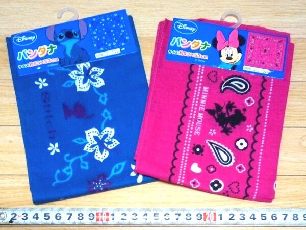 ◆ディズニー リロ&スティッチ ミニーマウスミニーちゃん バンダナ ランチクロス スカーフ 約53×53cm 2枚セット◆