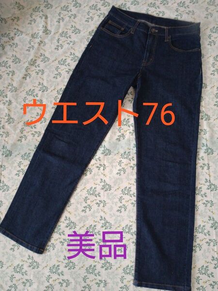TOPVALU トップバリュ ストレートデニム ストレッチ有 ネイビー 76