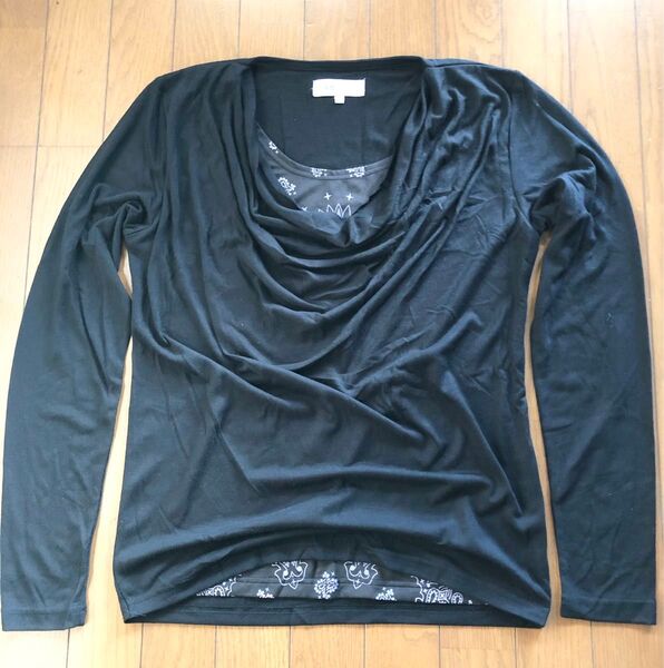 SOYOUS カットソー ドレープ レイヤード 黒 M