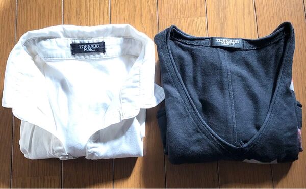 トルネードマート 2枚セット ポロシャツ Tシャツ バックプリント ボタニカル S~M