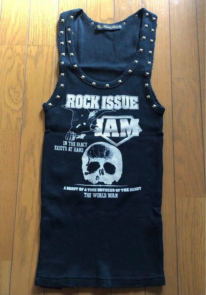 Guns Hard Jam ロックスタイル タンクトップ スタッズ スカル ダメージ加工 黒