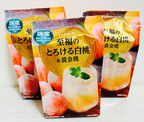 日東紅茶 至福のとろける白桃&黄金桃 8本入×3袋 粉末清涼飲料