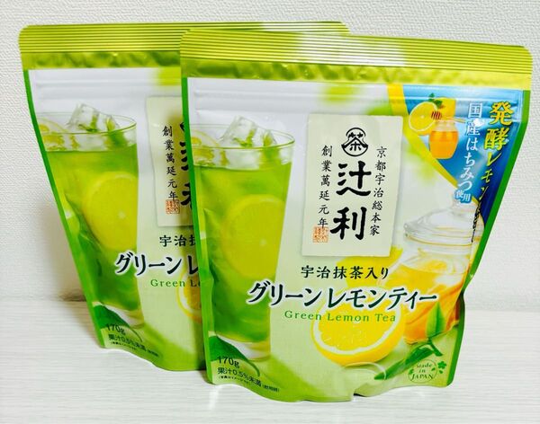 辻利 宇治抹茶入り グリーンレモンティー 170g×2袋 粉末清涼飲料