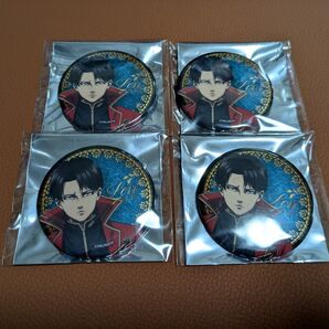 進撃の巨人 カラオケの鉄人 リヴァイ バースデー グリッター缶バッジ 鳳凰 4点セット