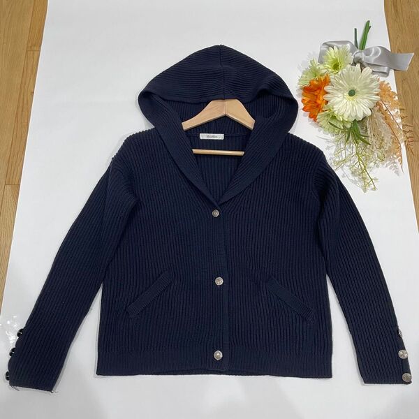 Max Mara ニットカーディガン ウール ネイビー