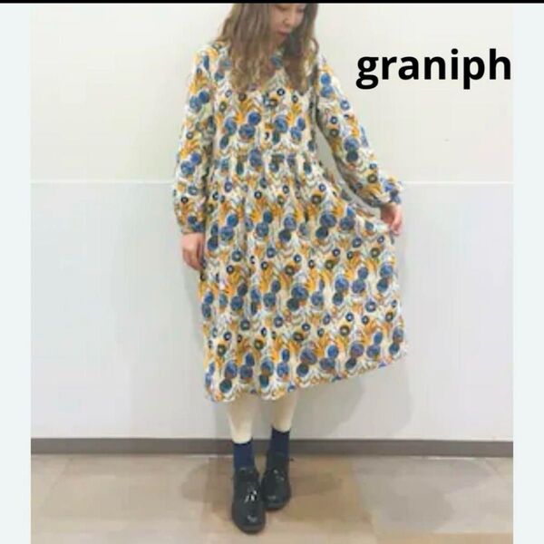 graniph フラワープリント ロングワンピース レトロ フリーサイズ