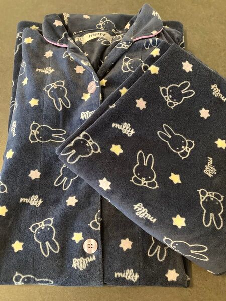 miffy マタニティ 授乳 長袖パジャマ 長袖 微起毛 フリース生地 上下セット ミッフィー