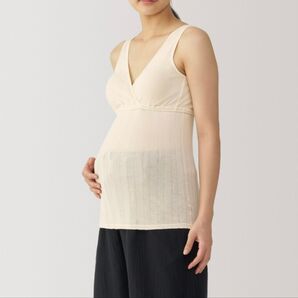 MUJI 無印良品 シルク混 パターンメッシュ 授乳に便利なブラタンクトップ S 授乳 授乳ブラ 授乳タンクトップ