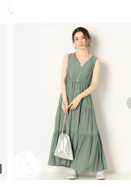 美品《archives》カーキ ノースリーブワンピース M 着心地◎