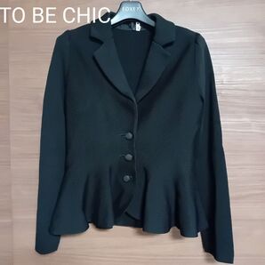 【美品 TO BE CHIC 】ペプラム ニット ジャケット M ブラック ニットジャケット ジャケット カーディガン
