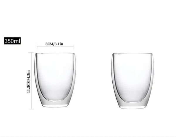 ダブルウォールグラス 耐熱 2個セット 350ml